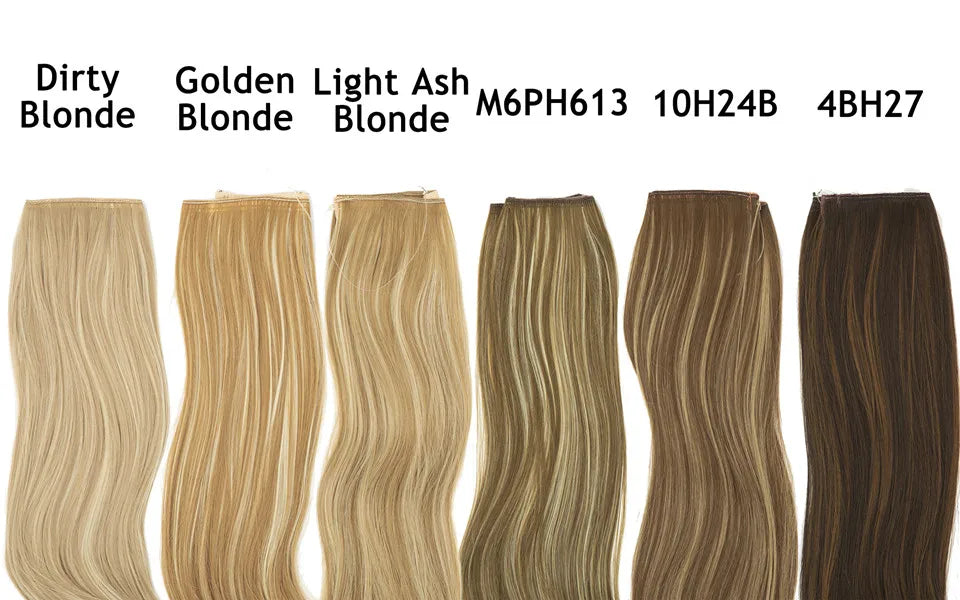 SARLA Synthetic No Clip Hair Extension Ombre Natural Fake False Long Straight Hairpiece Blonde Hair For Women