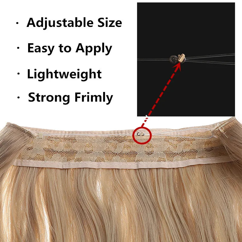 SARLA Synthetic No Clip Hair Extension Ombre Natural Fake False Long Straight Hairpiece Blonde Hair For Women