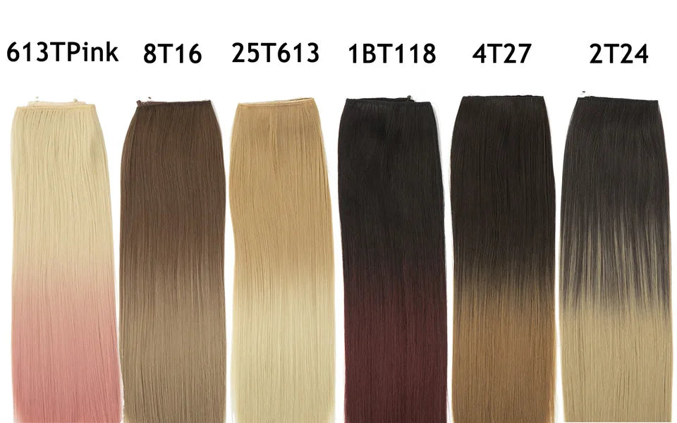 SARLA Synthetic No Clip Hair Extension Ombre Natural Fake False Long Straight Hairpiece Blonde Hair For Women
