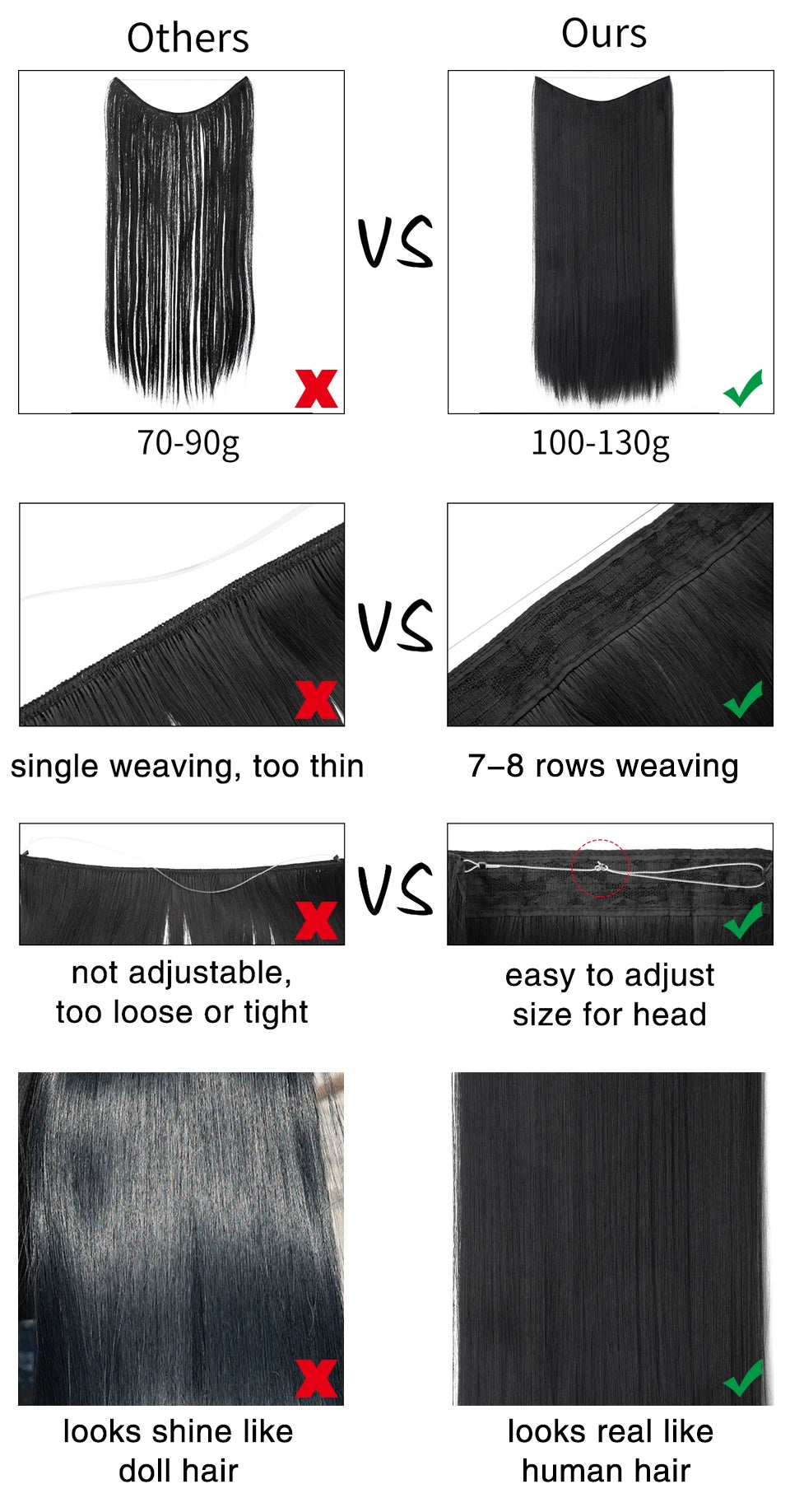 SARLA Synthetic No Clip Hair Extension Ombre Natural Fake False Long Straight Hairpiece Blonde Hair For Women