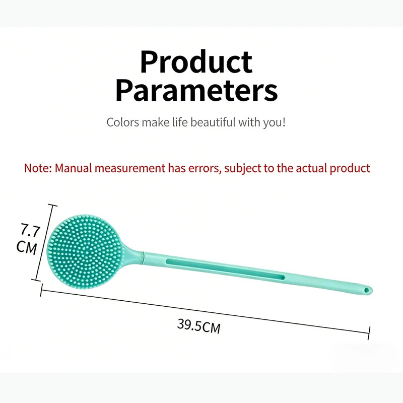 Double-Sided Shower Body Brush Silicone Long Handle Bathroom Wash Brush Bathing Massage Back Body Exfoliating Brush