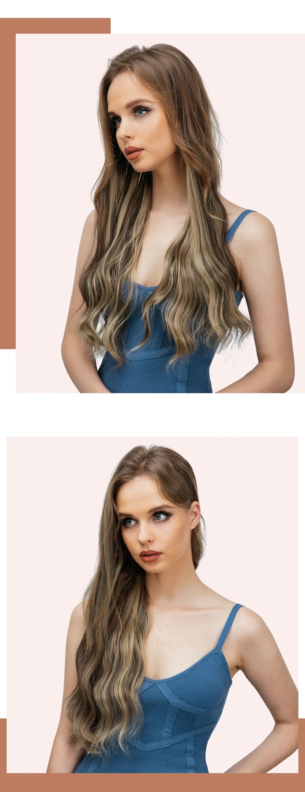 SARLA 4pcs/set Synthetic Long Wavy Clip In Hair Extensions 22" Thick Hairpiece For Women Brown Blonde Black Natural Fake Hair