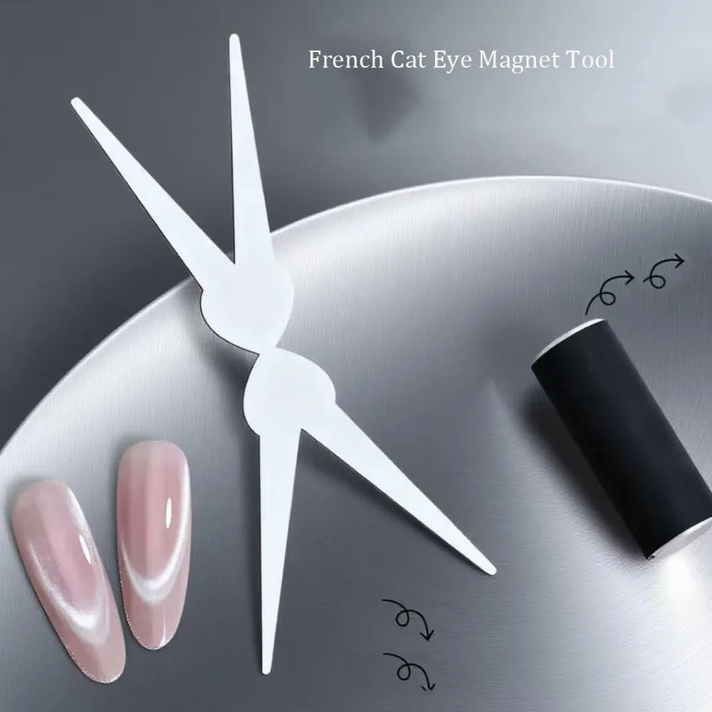 1/2Pcs Double-Head French Nail Art Magnet Set Strong Cat Eye Magnetic Rod French V-Shaped Effect Gel Polish Manicure Magnet Tool