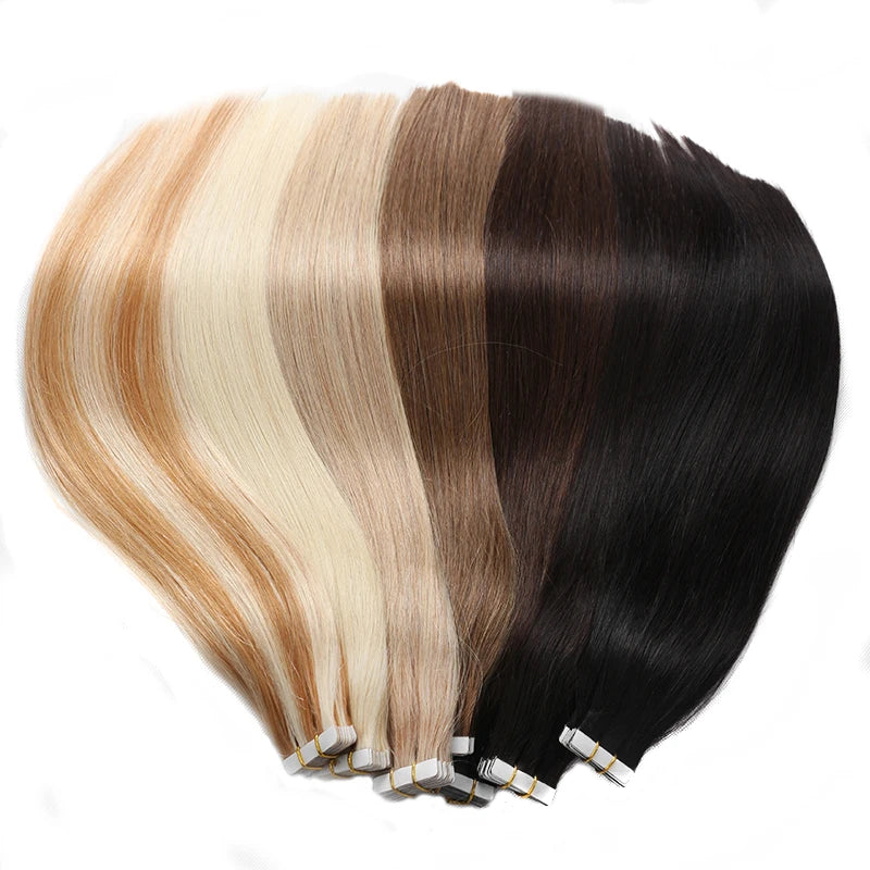 BHF Tape In Hair Extensions Human Hair 20pcs/Pack European Remy Straight Invisible Tape Ins Adhensive 100% Human Hair For Salon