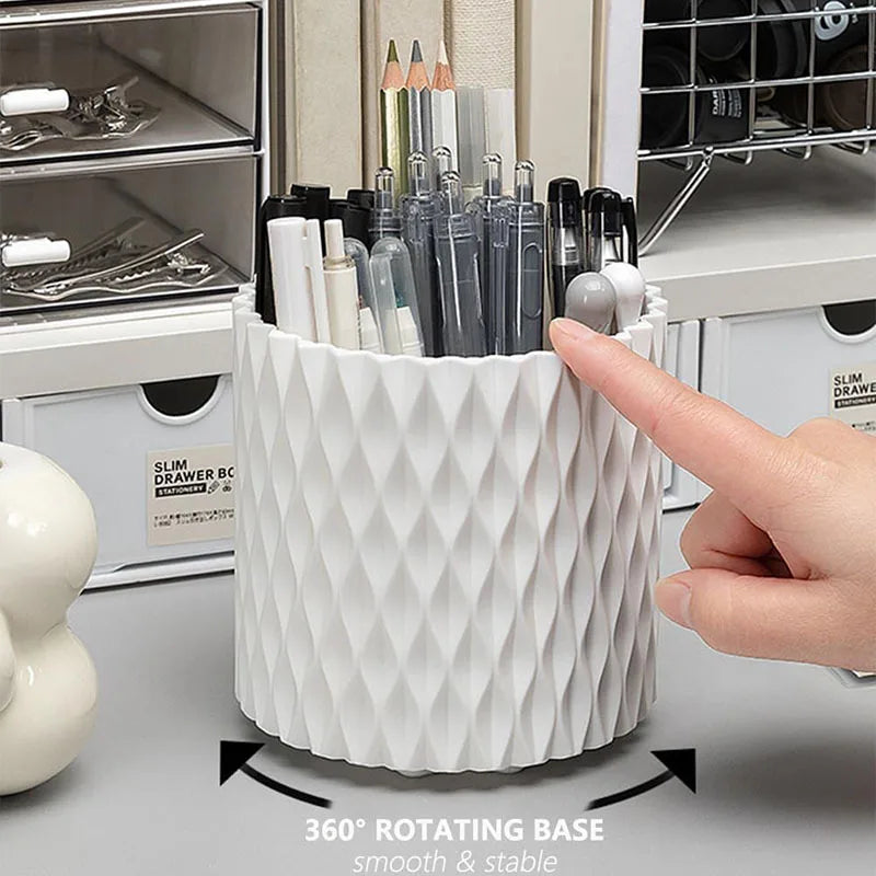 360° Rotating Makeup Brush Storage Box, Pen Holder with 5-Slot Organizer, Desktop Organizer For Home Office  School