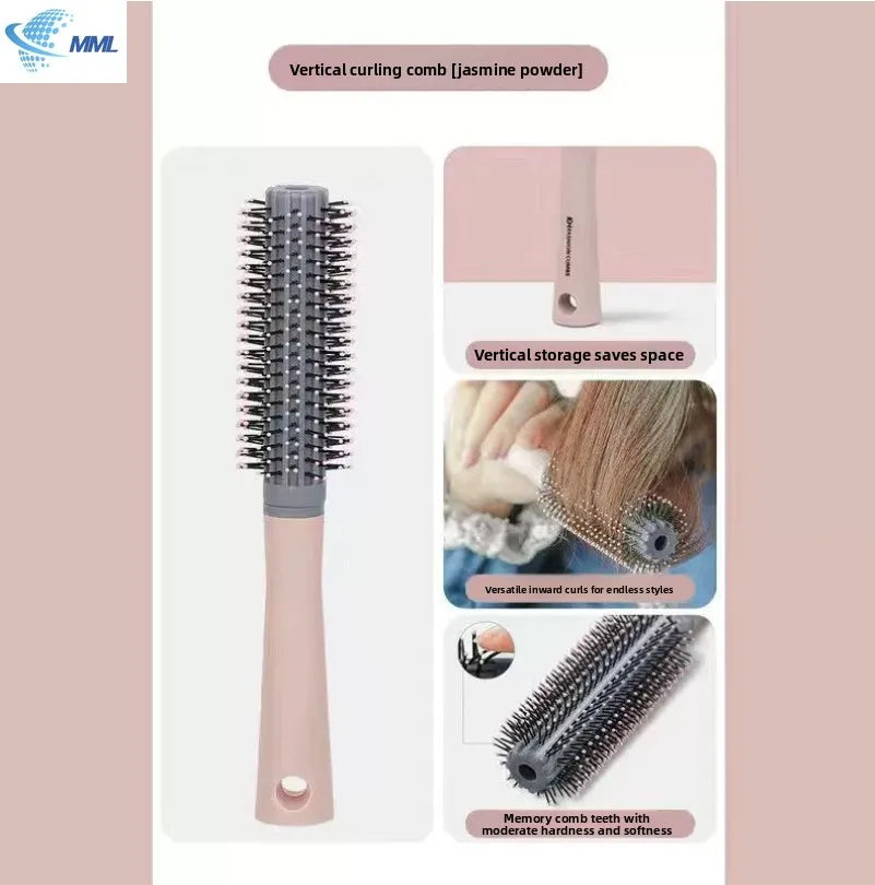 Professional Anti-Static Cylindrical Bristle Curly Hair Styling Round Comb Nylon Teeth Roller Comb Special for Real Hair Wigs