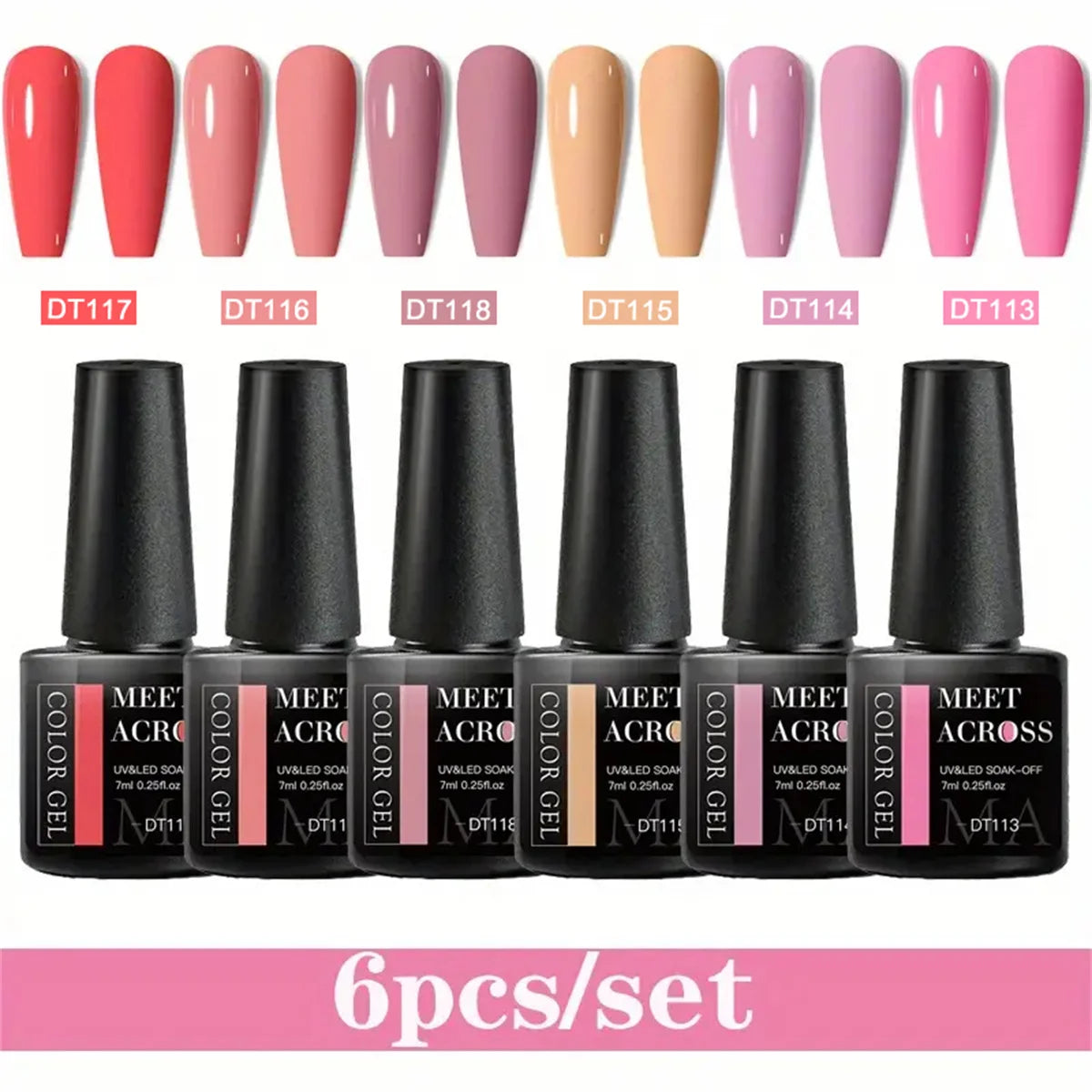 6pcs Gel Nail Polish Set HEMA Free 7ml Semi Permanent Soak Off UV Gel Varnish Nail Art Decoration Summer Nails Nail Supplies DIY