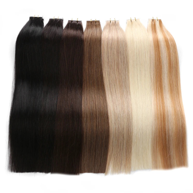 BHF Tape In Hair Extensions Human Hair 20pcs/Pack European Remy Straight Invisible Tape Ins Adhensive 100% Human Hair For Salon