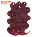 FASHION IDOL 24 inch Body Wave Crochet Hair 3PCS Synthetic Hair Braids Fake Hair Ombre Blonde Natural Braiding Hair Extensions