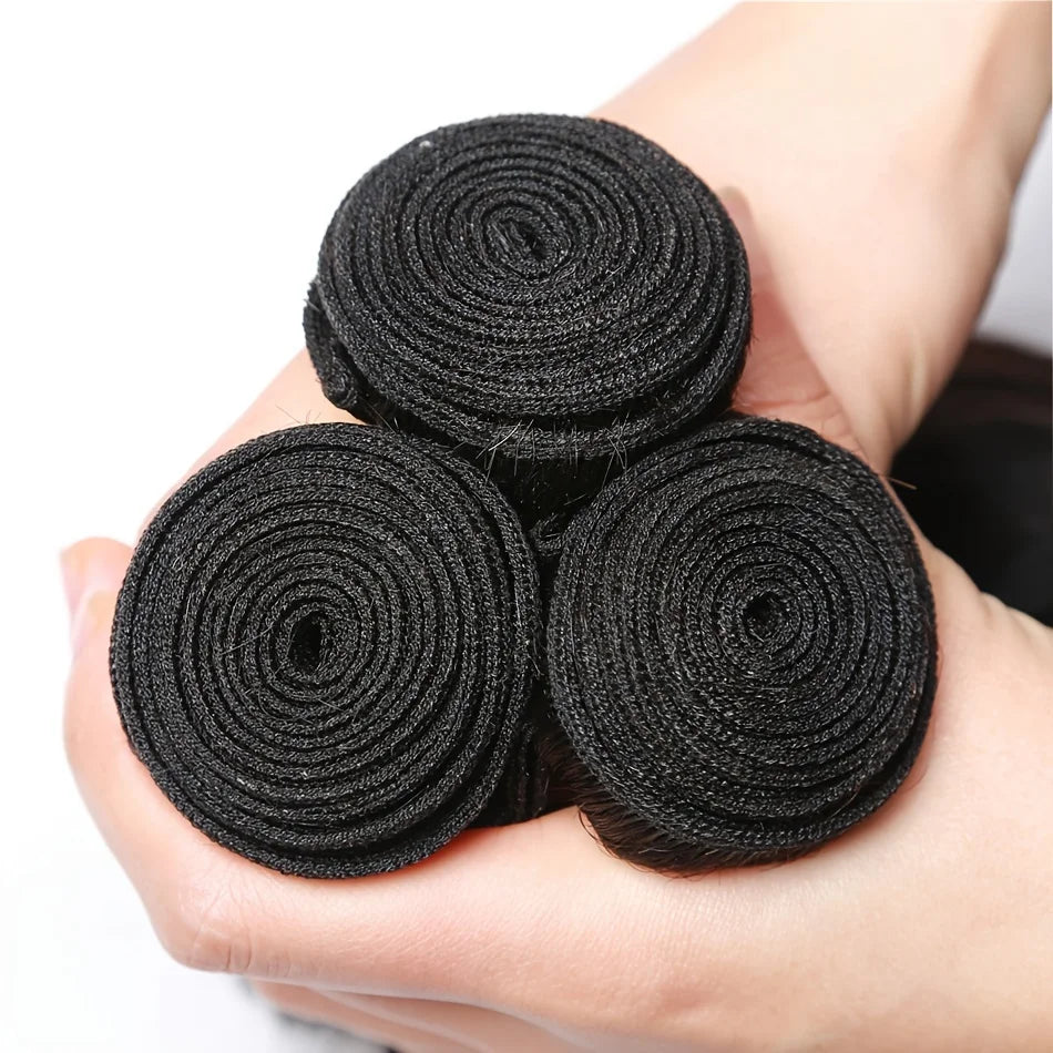 Newmi 12A Brazilian Body Wave Human Hair Bundles 100% Human Hair Extensions Natural Black 10-30 Inch 1/2/3/4pcs Bundles