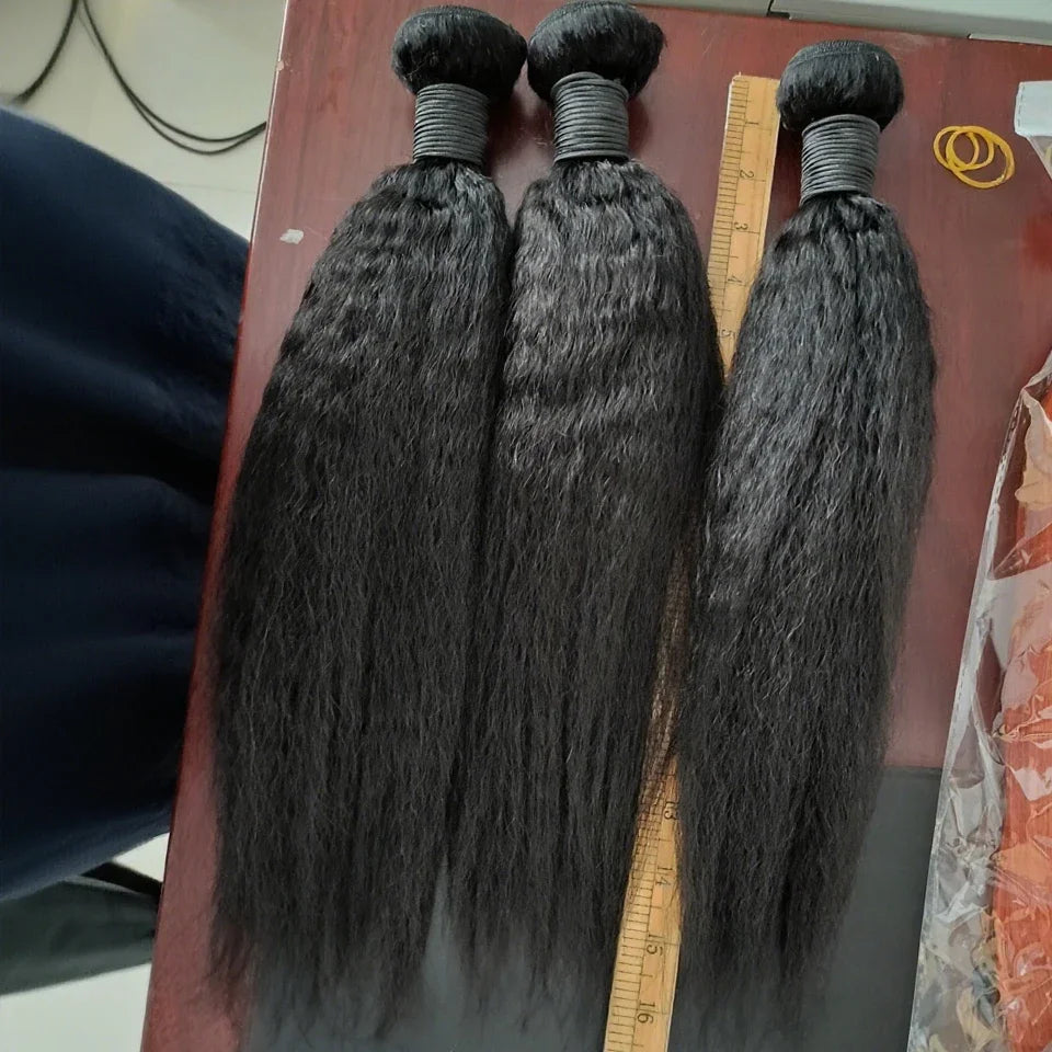 Wholesale 8-30 Inch Kinky Straight Human Hair Bundle Virgin Hair Brazilian Yaki Hair Bundle Remy Human Hair Extensions for Women