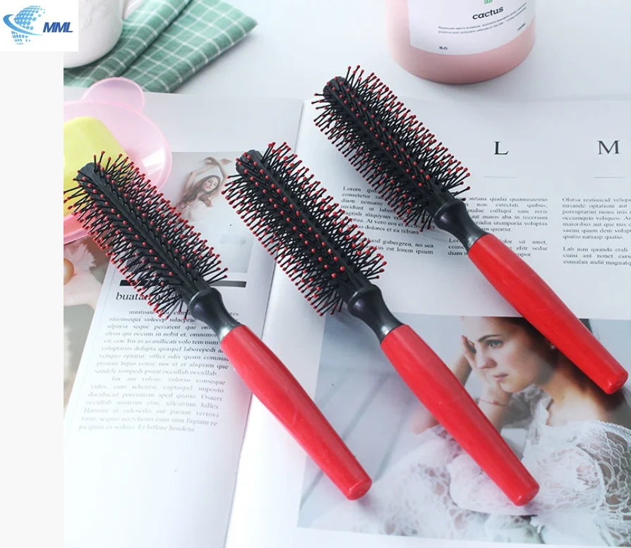 Professional Anti-Static Cylindrical Bristle Curly Hair Styling Round Comb Nylon Teeth Roller Comb Special for Real Hair Wigs