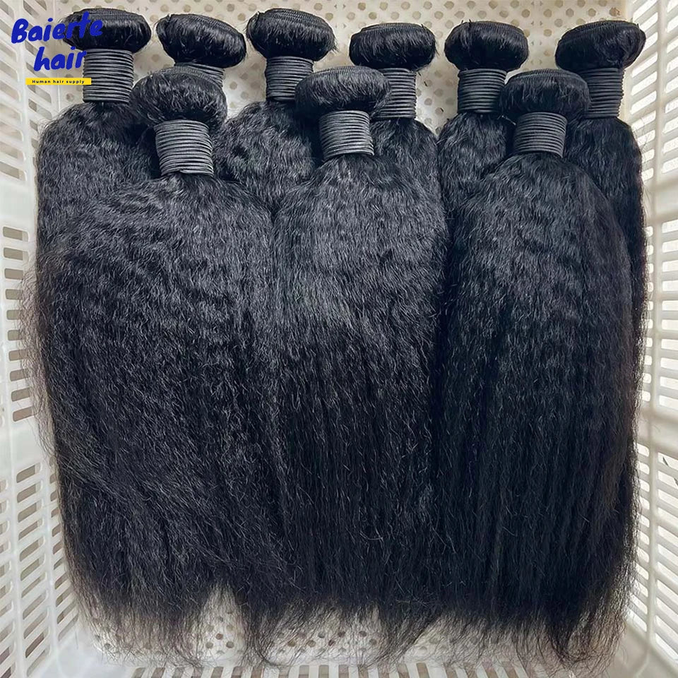 Wholesale 8-30 Inch Kinky Straight Human Hair Bundle Virgin Hair Brazilian Yaki Hair Bundle Remy Human Hair Extensions for Women