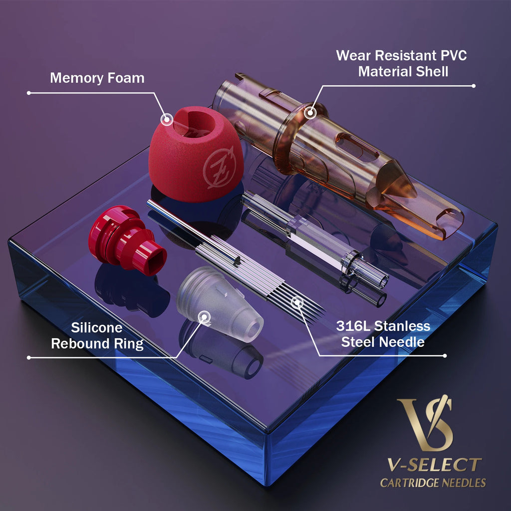 EZ V-Select Cartridge Tattoo Needles Plus Curved Magnu RL RS Magnum Foam Covers for Cartridge Tattoo Machine Pen 16 pcs/Box