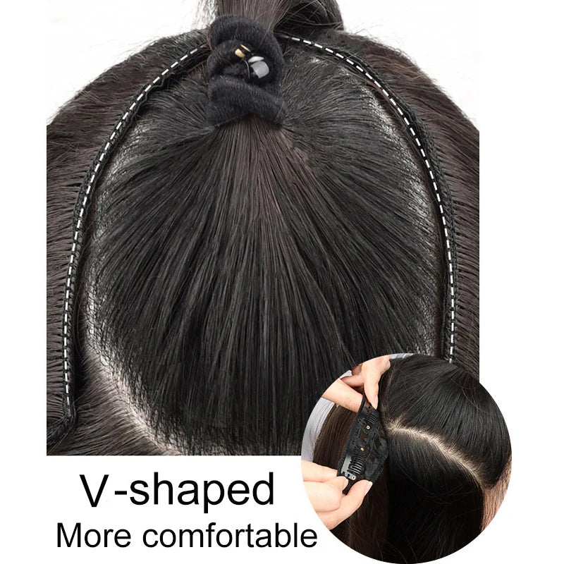 WIGSIN 22Inch Synthetic Long Straight Layered Clip-in Hair Extension V-shaped Black Blonde Invisible Hairpiece for Women