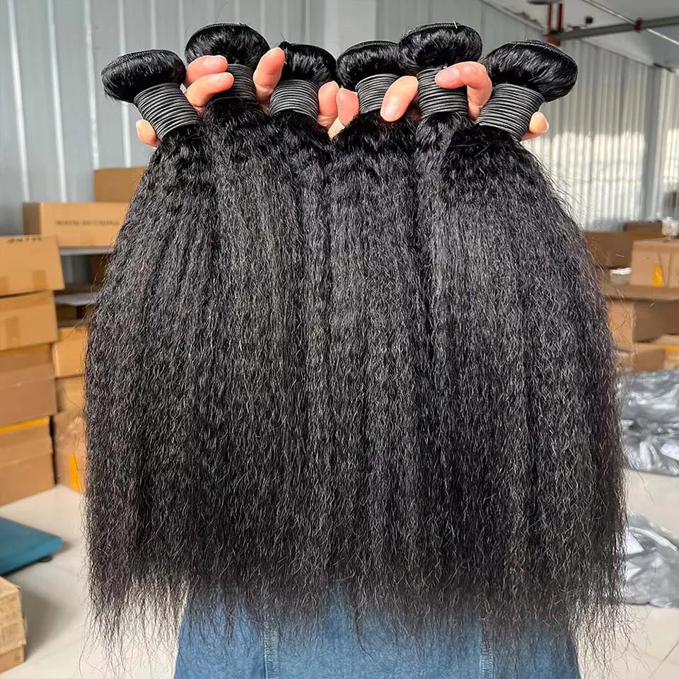 Wholesale 8-30 Inch Kinky Straight Human Hair Bundle Virgin Hair Brazilian Yaki Hair Bundle Remy Human Hair Extensions for Women